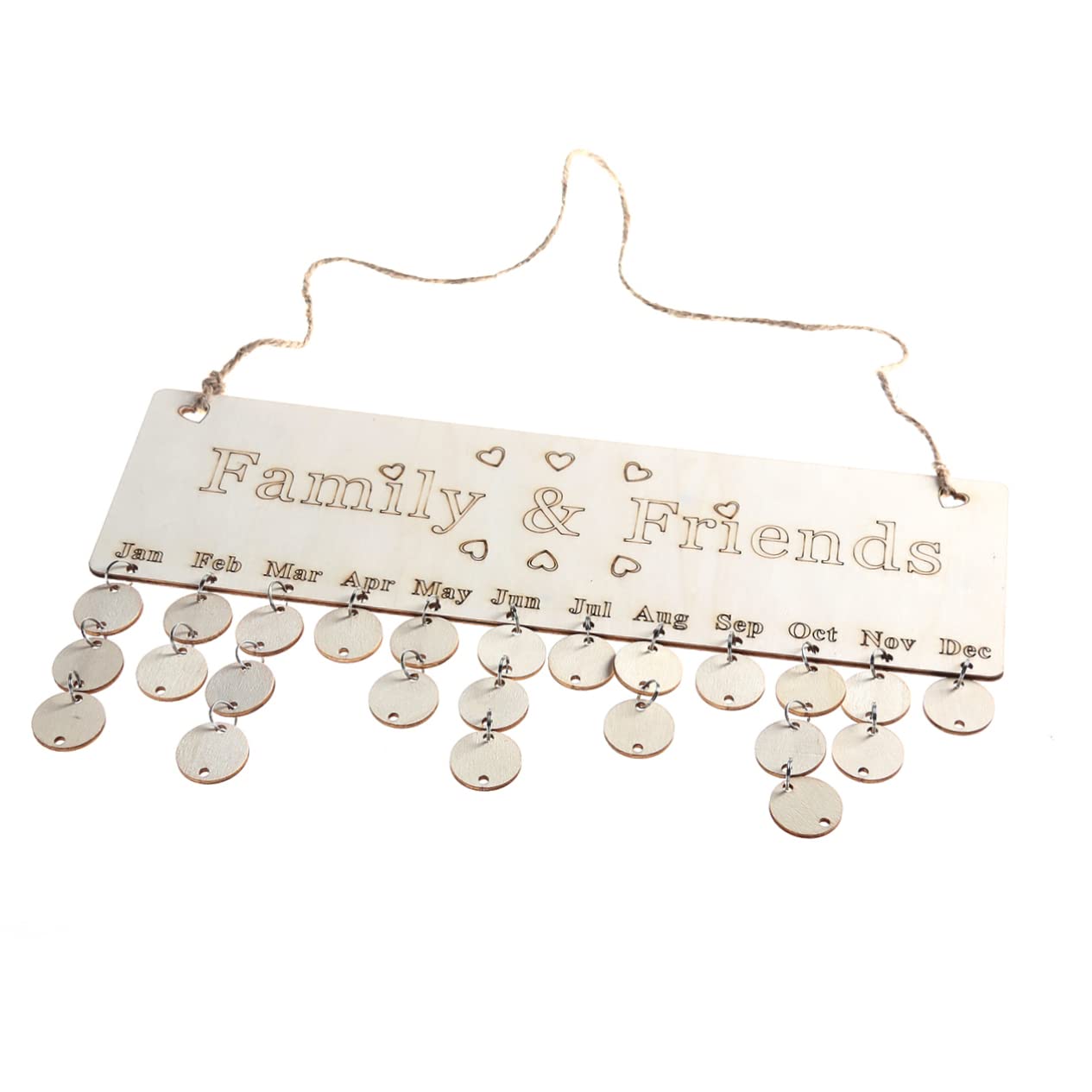 Ciieeo 2 Pezzi Calendario Da Appendere in Legno Per Famiglia Amici Promemoria Decorativo Da Parete 1 Corda