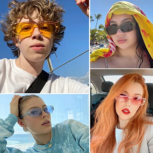12 Pairs Rectangle Sunglasses Pack Small Square Frame Glasses Retro Y2K Aesthetic Early 2000S Fashion for Women4