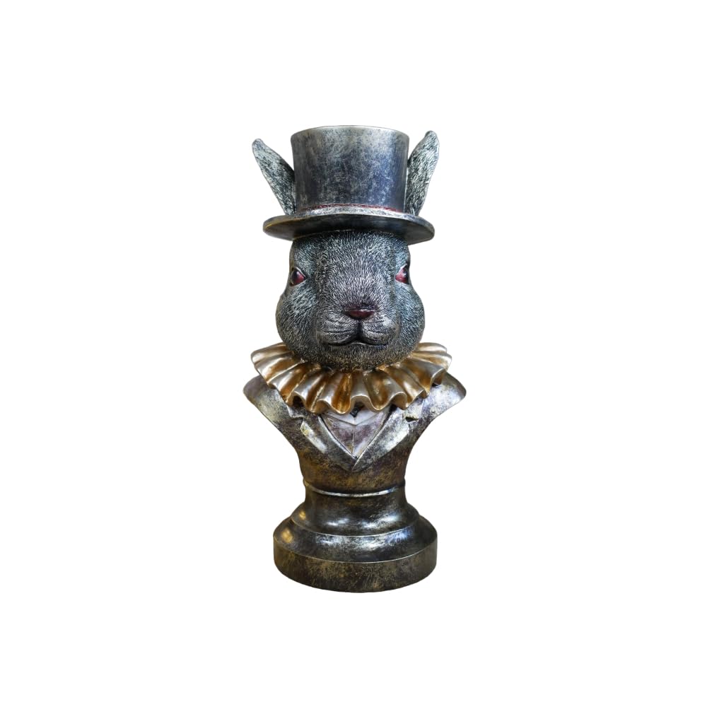 Rabbit With Top Hat Ornament - Charming Bunny Figurine for Home Decor, Resin Statue Perfect for Easter - Adorable Animal Decoration and Gift Idea!