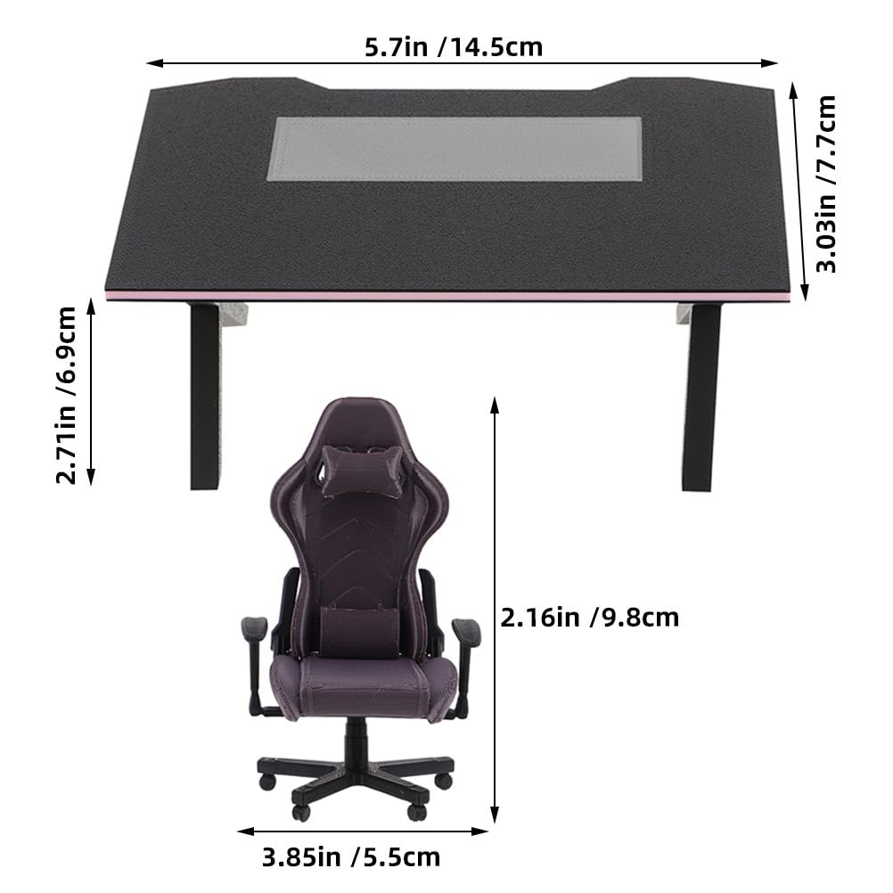 TOYANDONA Set da scrivania e sedie da gioco in miniatura in scala 1:12, modello realistico in miniatura per la decorazione della casa delle bambole, lavori di bricolage,