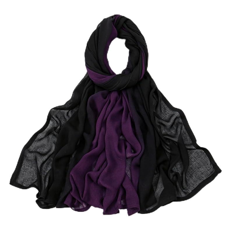 TINAYAUE Breathable Long Scarf Solid Gradient Wide Muslim Headscarf for Women Girls Elegant Shawl Wrap Versatile Head Cover