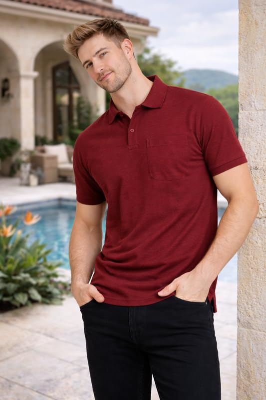 Image of SMAN Polo Neck T-Shirt Pack of 3 for Men & Boys | Half Sleeve Collar Tee with Pocket | Premium Spun Matty Fabric | Casual & Office Wear | Sizes M to 2XL | FX PO3 MCR BLK NVY