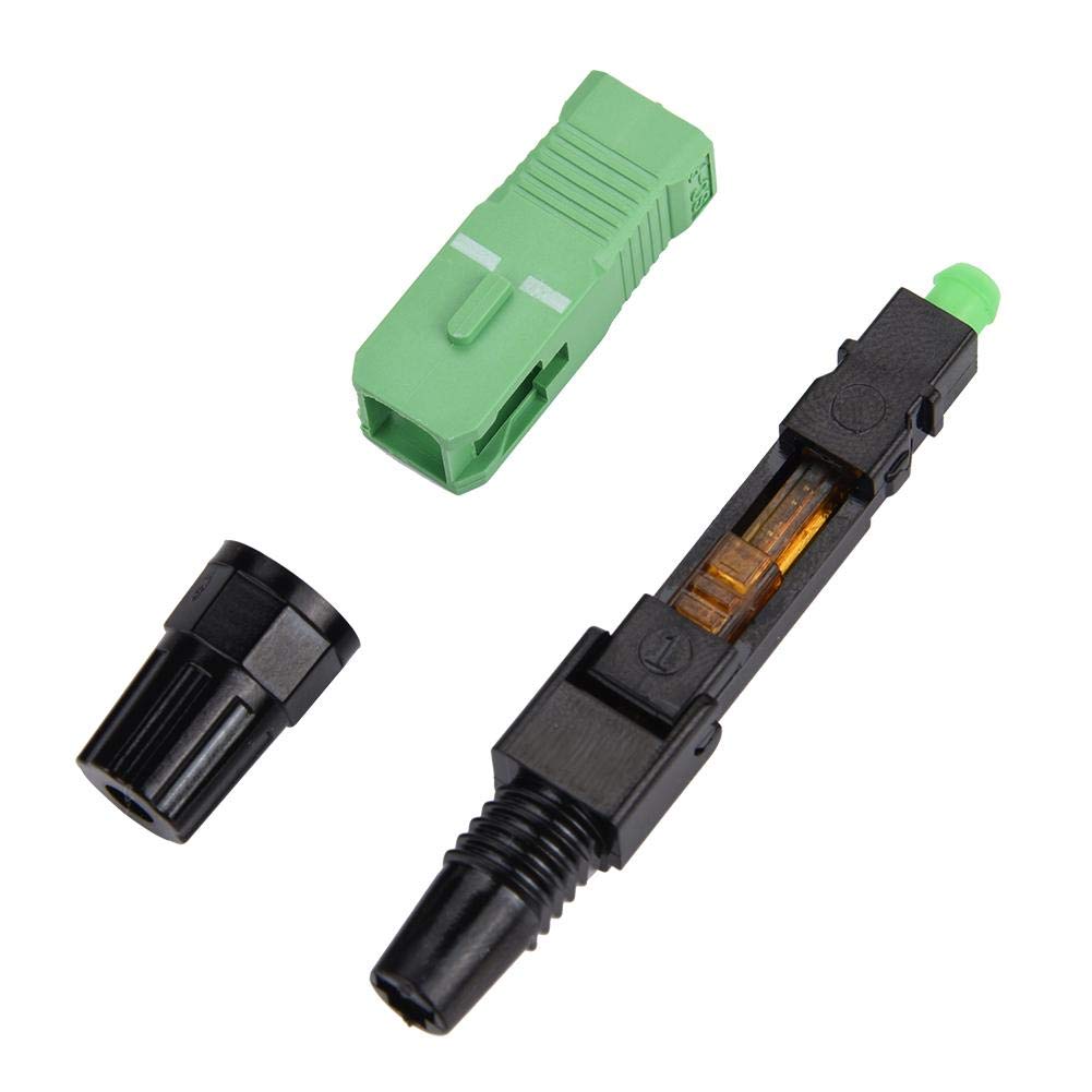 100PCS Connecteur Rapide Fibre Optique Froid, FTTH Connecteur pour câbles Rapide Type Flip, SC adaptateurs pour Connecteur Fibre Optique Monomode, avec Fil de Cuir Intégré pour Réseau CATV