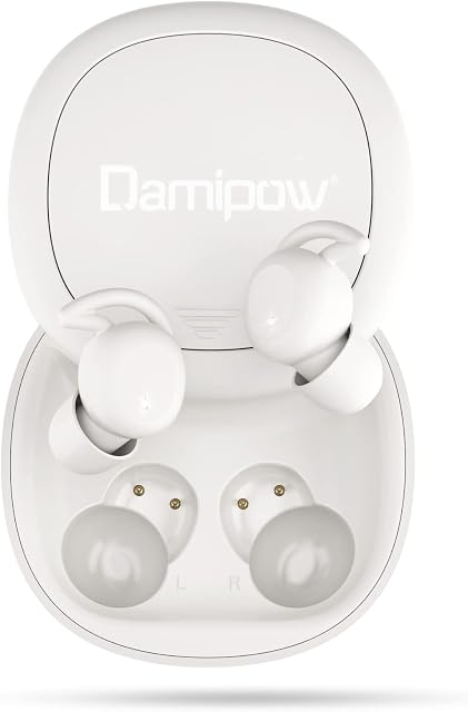Damipow Wireless Sleep Earbuds,Bluetooth Noise Isolating Headset for Side Sleeping,In-Ear Headphones with Mic and Volume Control for Small ear Canal,Tiny Mini Ultra Soft Sleepbuds with charging case