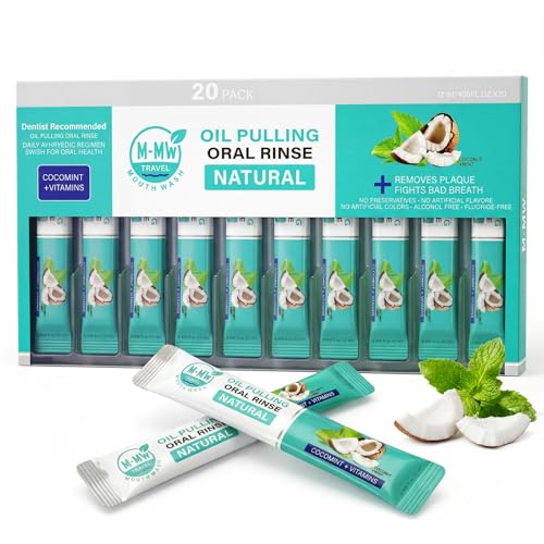 Coconut Oil Pulling Whitening Mouthwash Fights Bad Breath & Plaque 20 ct