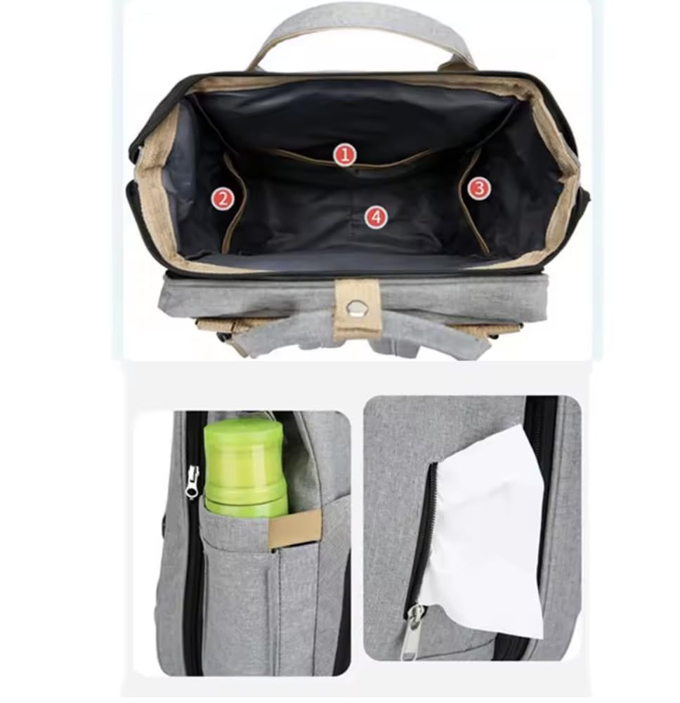 Générique Sac à Dos à Langer Bébé Pliable avec Matelas à Langer – Sac à Langer Multifonction Grande Capacité – Sac Bébé pour Maman et Papa – Attaches Poussette