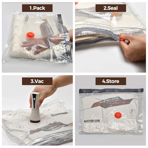 Monalife Vacuum Seal Bags for Clothing Travel with Electric Pump,8 Pack - image 8