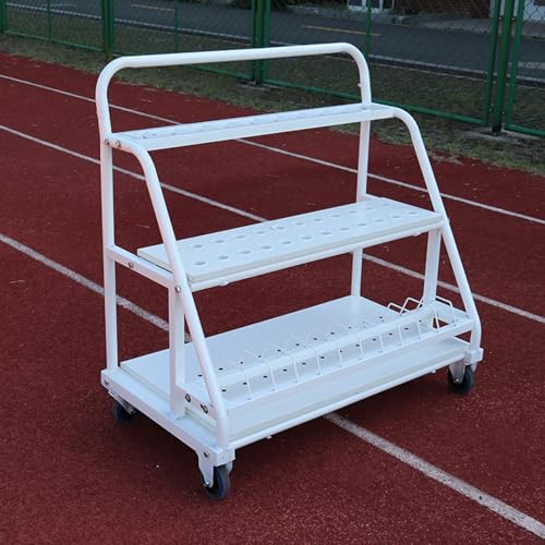 Heavy Duty Sports Throwing Equipment Combo Rack Cart, Mobile Shot Put/Javelin/Discus Storage Rack 3-in-1 Multi-Functional Track Training Equipment Transport Cart with 4 Wheels
