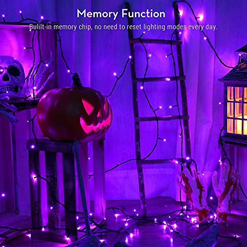 PhilzOps Halloween Catena Luminosa, 20M 200 LED Viola Stringa Luci Esterno 8 Modalità Impermeabile Natale Catena di Luci per Decorazioni Interno Festive Festa Nozze Giardino Balcony Finestra