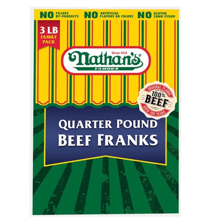 Nathans Quarter Pound Beef Franks, 3 lbs.