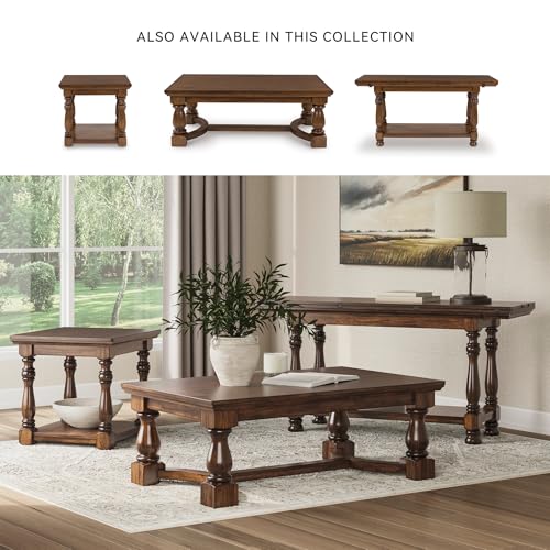 Image of Signature Design by Ashley Sturlayne Transitional Coffee Table with Trestle Base, Dark Brown