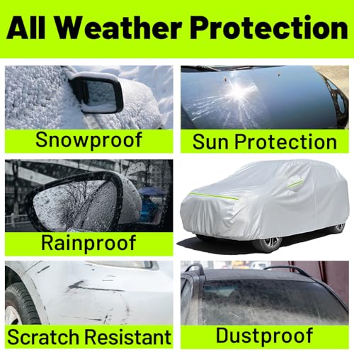 Image of Favoto Car Cover Waterproof Custom Fit for Outback Windproof Heavy Duty Car Cover for Automobiles Outdoor with Reflective Strips All Weather Snow Sun Dust UV Protection