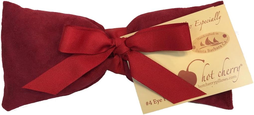 Eye Pillow Red Ultra Suede Cherry Pit-Stone Pack, Microwavable Hot/Cold Compress, Sustainable Heat Pack, Moist Heat, Headache Pain Relief, Yoga Gift