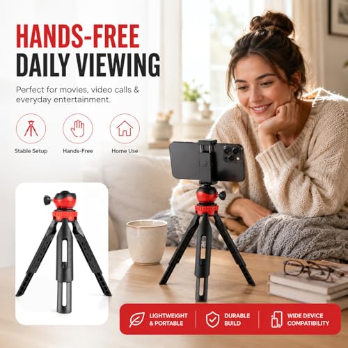 Image of Sounce Portable Flexible Mini Tripod with Mobile Holder & 360 Ball Head | Compatible with Smartphones, Compact Cameras & GoPro | Lightweight & Travel Friendly | Black