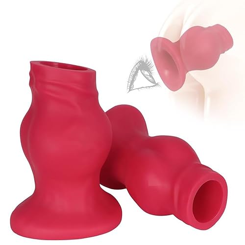 Kuaeuo Hollow Thick Anal Plug Butt Plug Anus Vagina Expander Enema Douche Penis Sleeves Liquid Silicone G-spot Prostate Massage Opening Trainer Anal Play, Adult Sex Toys for Men Women (Large) - Large