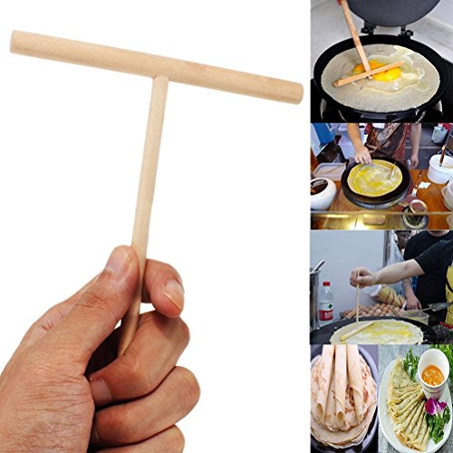 CosCosX T Shape Wooden Rake Round Batter Pancake Crepe Spreader Kitchen Tool Kit DIY (2Pcs) - Thumbnail 6