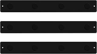 Three by Three Magnetic Strip Bulletin Board Long Wide – 24" x 3" Metal Organizer with Strong Magnets & Wall-Mounting Hardware for Home, Office, or Dorm (3 Pack) Matte Black