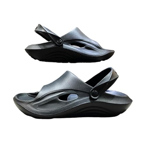 Hhhchpm Men's Women’s Fashion EVA Slides, Non Slip Quick-drying Open Toe Slippers for Indoor Outdoor Walking, Men's Summer Beach Mules & Clogs with Arch Support (Black,7.5)