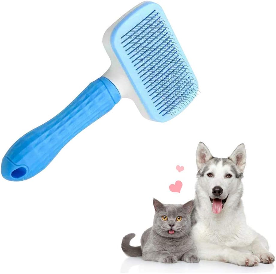 ZPP Pet Grooming Brush Self Cleaning Slicker Supplies Dogs Cats Tools Removes Undercoat Tangled Hair Rake Short Long Hair Mats Tangles Loose Hair Treatment Dander Dirt Massages Particle
