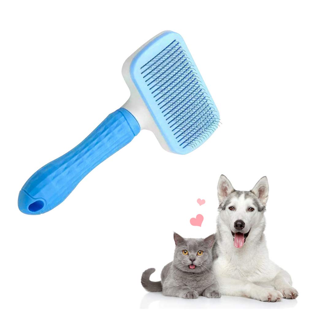 ZPP Pet Grooming Brush Self Cleaning Slicker Supplies Dogs Cats Tools Removes Undercoat Tangled Hair Rake Short Long Hair Mats Tangles Loose Hair Treatment Dander Dirt Massages Particle