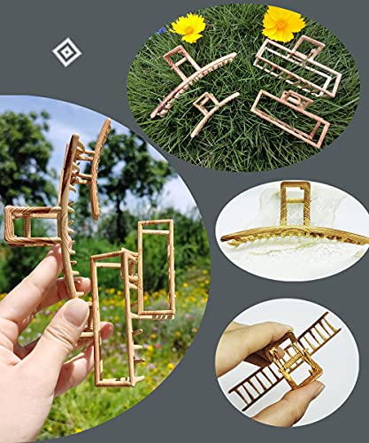 4Pc Nonslip Hair Claw Clips For Thin/Thick Hair,Premium Wood Texture Metal Strong Hair Claw Clips,Hair Clips For Women/Girls (Wood Texture) #TOP2