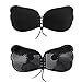 [NEW VERSION FBA] Adhesive Bra, Push Up Strapless Bra with Drawstring Reusable Invisible Silicone Backless Bras for Women (Cup D, Black 1)