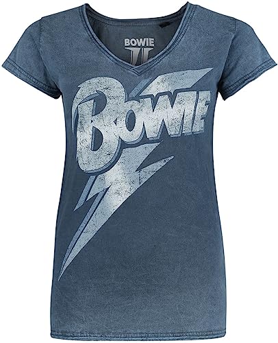 David Bowie T-Shirt - Lightning Bolt - XL - für Damen - Größe XL - blau  - Lizenziertes Merchandise!
