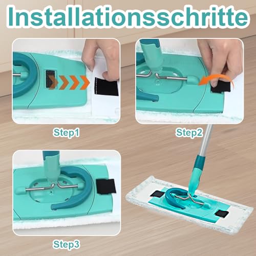 3er Pack Ersatz-Wischbezüge für Leifheit Clean Twist M Ergo Micro Duo/Power CLEAN M - Hochsaugfähige Mikrofaser-Bodenwischerbezüge für alle Hartböden