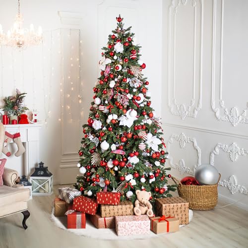 TNIKSKY 30inch Christmas Tree Plush Skirt Faux Fur Christmas Tree Skirt White Plush Skirt for Holiday Tree Ornaments Decoration Merry Christmas 73-75cm