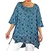 Blusa Camicia Elegante Donna Casual Manica Lunga con Stampa Floreale Pieghettata Scollo a V Camicetta (XXL,2- Blu Scuro)