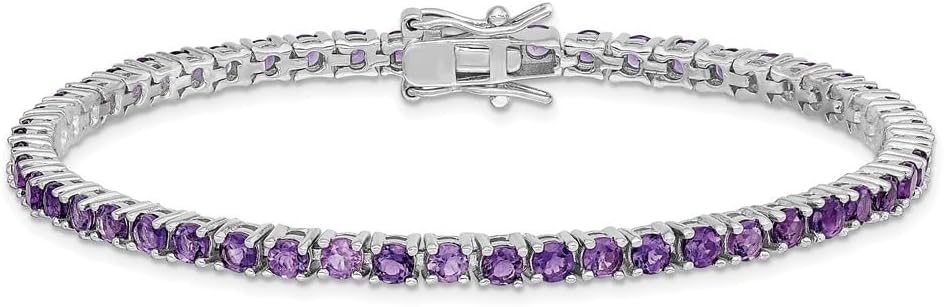 Diamond2Deal 925 Sterling Silver and Rhodium Plated Amethyst Bracelet for Mom