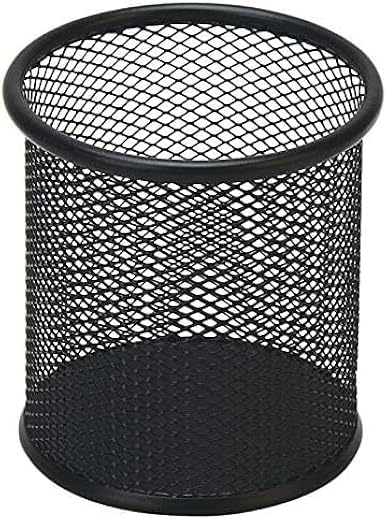 UCRAVO Black Round Mesh Pen Stand, Pencil Holder, Pen Organizer for Desk, Pen Cups, Stationary Storage Stand, Makeup Brush