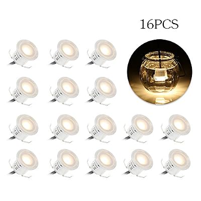 Tomshine 16 Pack Recessed LED Deck Light Kit, High Bright in Ground Outdoor Landscape LED Lighting for Stair Patio Garden Floor Corner Sauna Room Bathroom, Waterproof IP67, 12V Low Voltage Safe