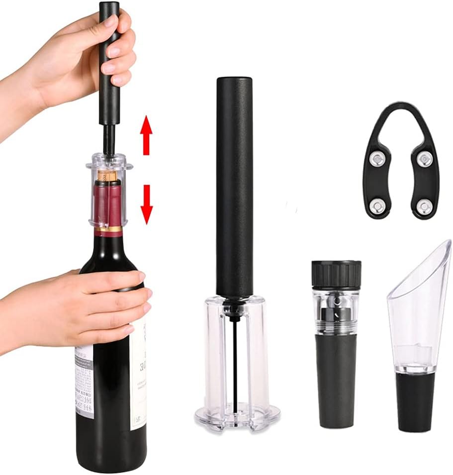Air Pump Wine Bottle Opener Pressure Vacuum Red Stopper Beer Lid Corkscrew Corks out Tool Stainless Steel Pin