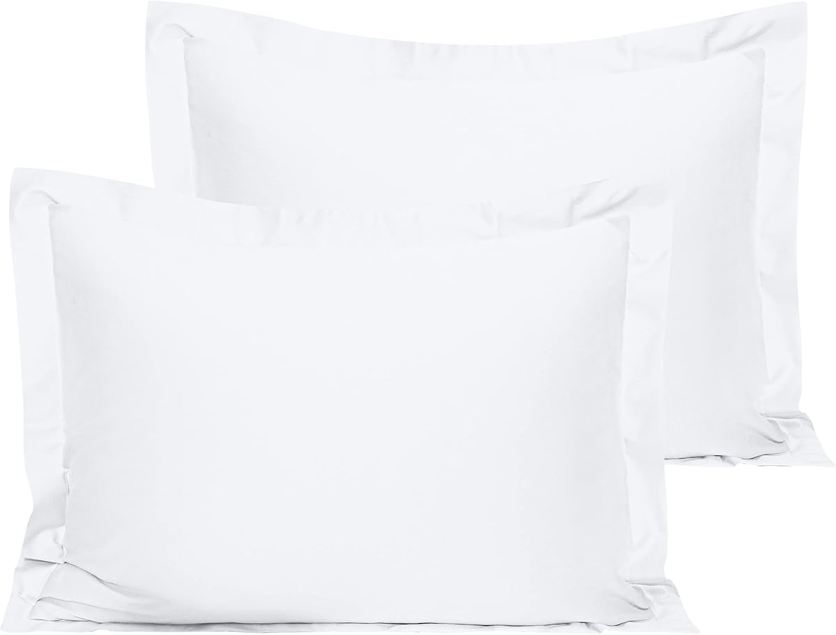 NTBAY Cotton Standard Pillow Shams - 500 Thread Count Egyptian Cotton 20x26 Sham Covers, 2 Pack Super Soft and Breathable 20x26 Inches Oxford Pillowcases, White