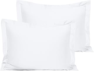 NTBAY 500 Thread Count Egyptian Cotton Pillow Shams 20x26 2 Pack - Super Soft Breathable White Standard Sham Covers