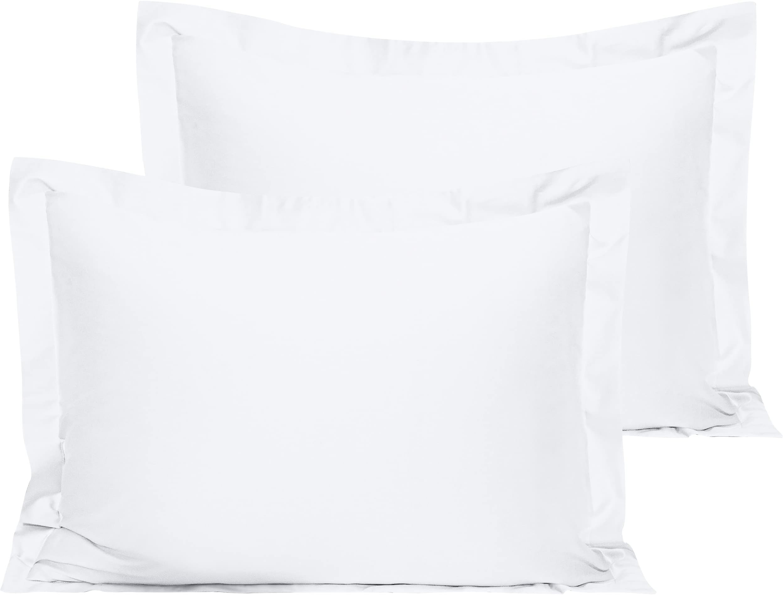 NTBAY Cotton Standard Pillow Shams - 500 Thread Count Egyptian Cotton 20x26 Sham Covers, 2 Pack Super Soft and Breathable 20x26 Inches Oxford Pillowcases, White