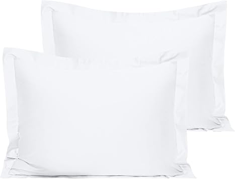 NTBAY Cotton Standard Pillow Shams - 500 Thread Count Egyptian Cotton 20x26 Sham Covers, 2 Pack Super Soft and Breathable 20x26 Inches Oxford Pillowcases, White
