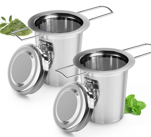 HiTeax 2 Stück Teesieb für losen Tee, ideal zum Einweichen und Aufbrühen. Feinmaschiges 304...