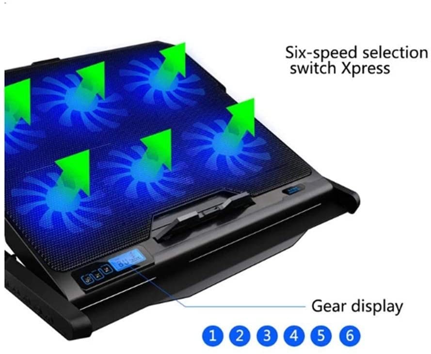 Base refrigeradora para laptop con 6 ventiladores, 2 puertos USB y soporte ajustable en 6 posiciones miniatura 3