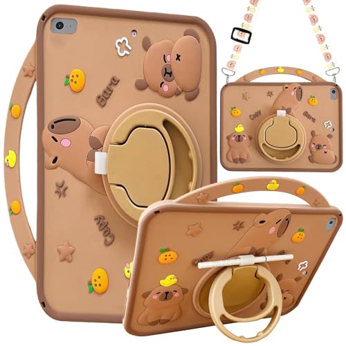 A-BEAUTY Funda Niños Compatible con iPad Mini 5/4/3/2/1 (7.9 Pulgadas, Modelo 2019/2015/2014/2013/2012), con Portalápiz, Correa para el Hombro, Asa Soporte, Capybara