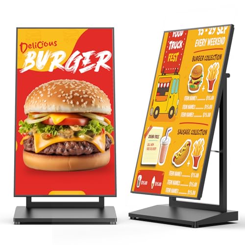 Image of 32-inch Digital Signage Display, Android 11 Black Advertising Kiosk | Mobile Foldable, Indoor Anti-Glare, Aluminum LCD Poster, Free CMS, 2.4G /5G WiFi, Bluetooth 5.3, for Restaurant /Store /Event