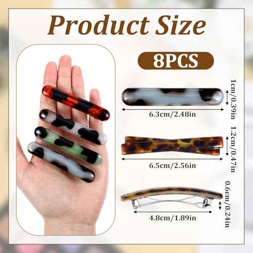 Nogeqi 12 piezas pinzas para cabello estilo francés para mujer, 6.5 cm, diseño de carey y leopardo miniatura 2