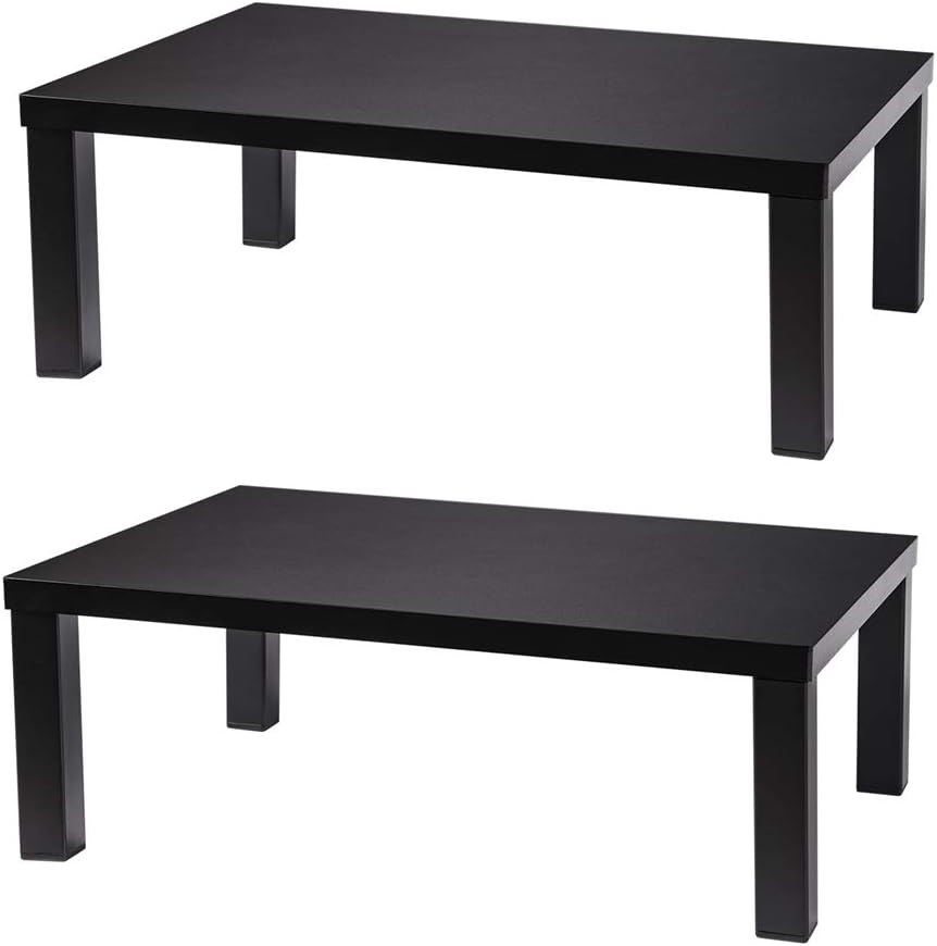 Slideep Monitor Stand Riser, Wood Desktop Stand for Computer, Laptop, Printer, Desktop, Organization Stand for Office Accessories & Supplies Black 2 Pack : Electronics