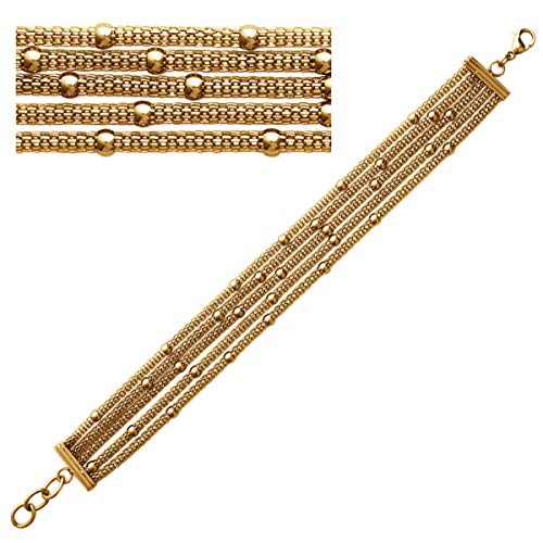 Les Trésors De Lily [N3029 - Bracelet Acier 'Kilimanjaro' doré (5 Rangs) - 15 mm