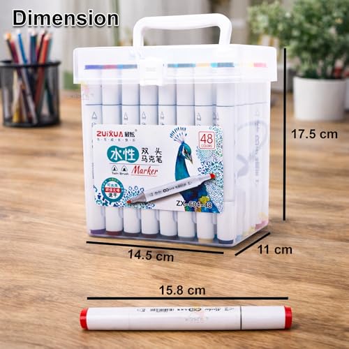 Image of WISHKEY Set of 24 Dual Tip Double Sided Art Marker Pens For Drawing and Sketching, Dry Smudge Proof Markers, Stationery Items for Kids and Adults, 8+ Years (Pack Of 24, Multicolor)