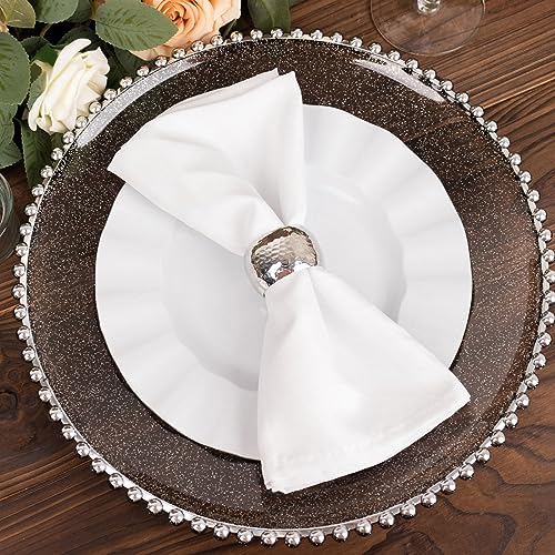 Pack de 6 platos acrílicos negros con borde plateado 13" miniatura 2