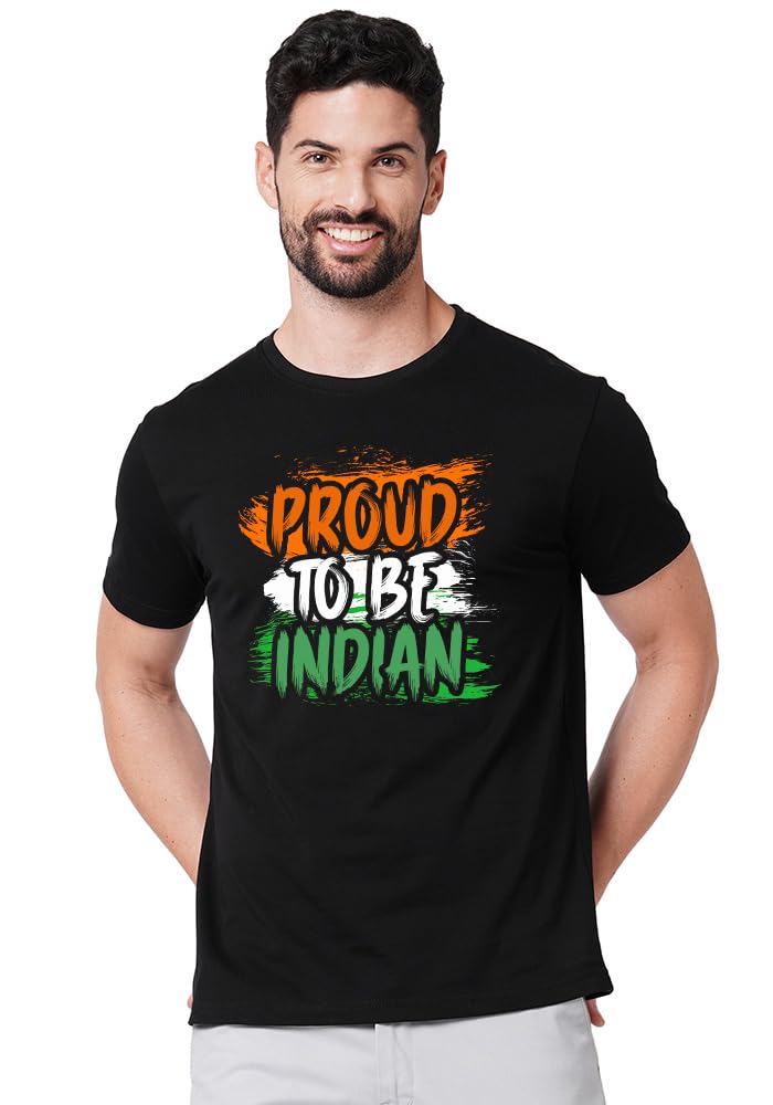 Wear Your OpinionMen's Printed Premium Cotton T-Shirt (Design: Proud to Be Indian)
