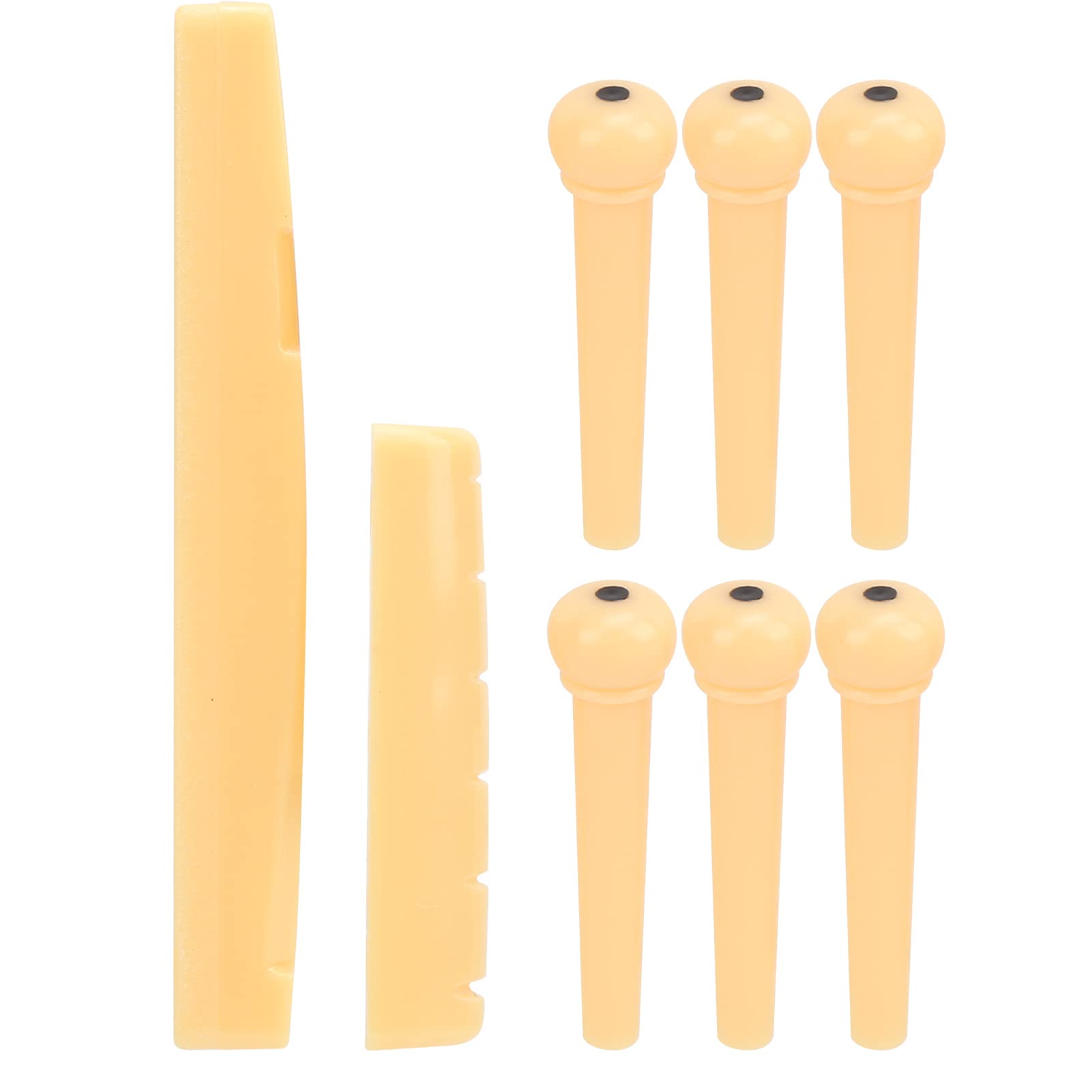 Miskall Acoustic Guitar Pins, Acoustic Guitar Bone Bridge Pins, Pegs Guitar Bone Saddle Nut Guitar Parts Replacement Tool Accessory