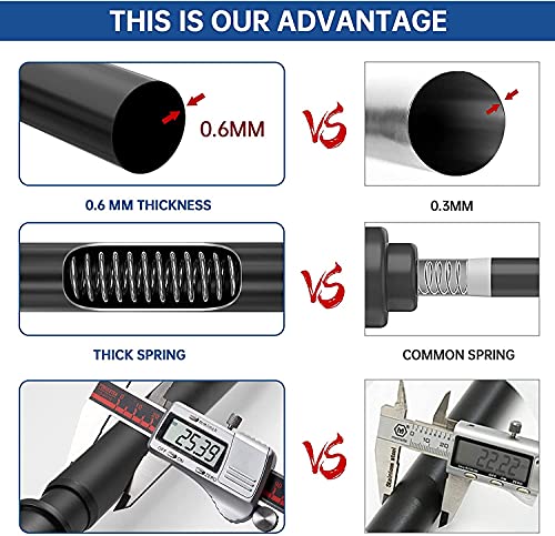 Image of BRIOFOX Industrial Shower Curtain Rod - Rustproof Non-Slip Long Tension Shower Rod 54-90 Inch Stainless Steel Tension Curtain Rod for Windows, Matte Black